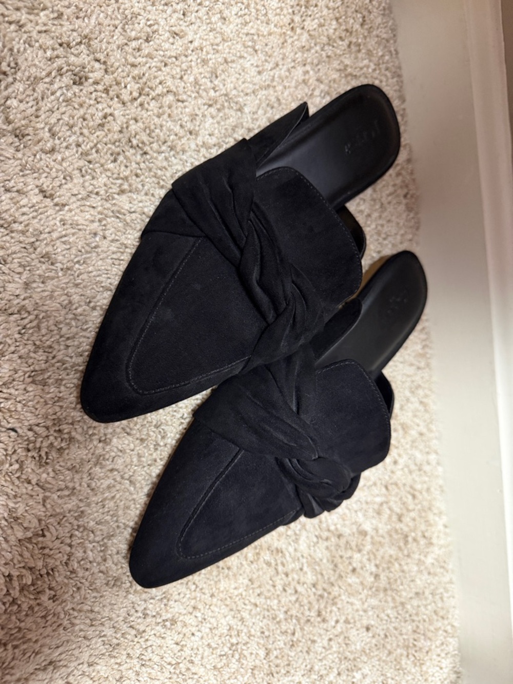 J. Crew Factory Black Suede Knot Mules